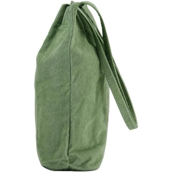 Corduroy Tote Bag for Women Shoulder Purse with Pocket for Work Travel Beach - Picture 3 of 8